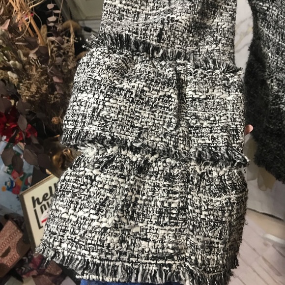 Chico’s bell sleeve gray tweed peplum blazer, M - Picture 2 of 8